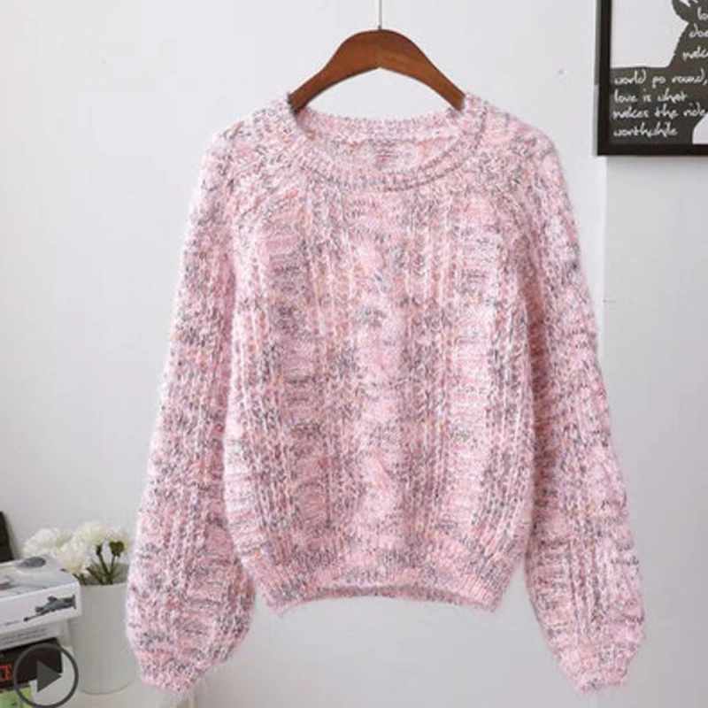 Sweater Jumper Girl Kawaii Mohair Fluffy Chic Woman Preppy style Cable Knit Wool Head 2020 New Korean Casual Cute Loose | Женская одежда
