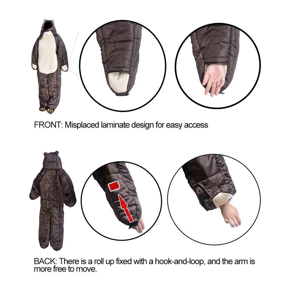 

1Pcs Portable Full Body Wearable Sleeping Bag Bear-Shaped Camping Travel 2021 Supplies Pouch For Family Hiking Outdoor Slee O1H7