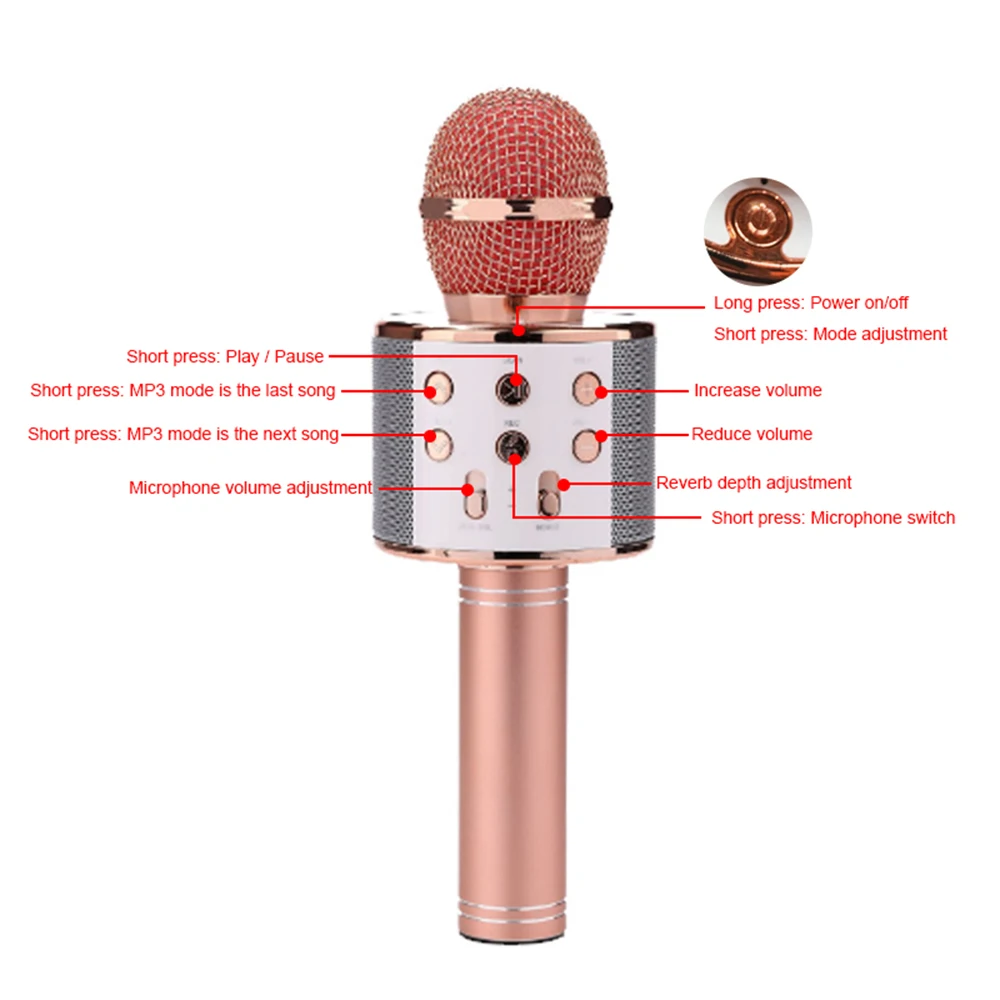 WS858 беспроводной Bluetooth микрофон динамик профессиональный ручной караоке