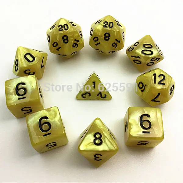 10 шт./компл. с сумкой D4 D6 D8 D10 D % D12 D20 dnd набор костей для ролевых игр перламутровый