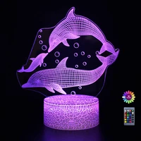 3d led dolphin night light 716 color change touchremote control fashion cool acrylic table lamp home decoration for kids gift