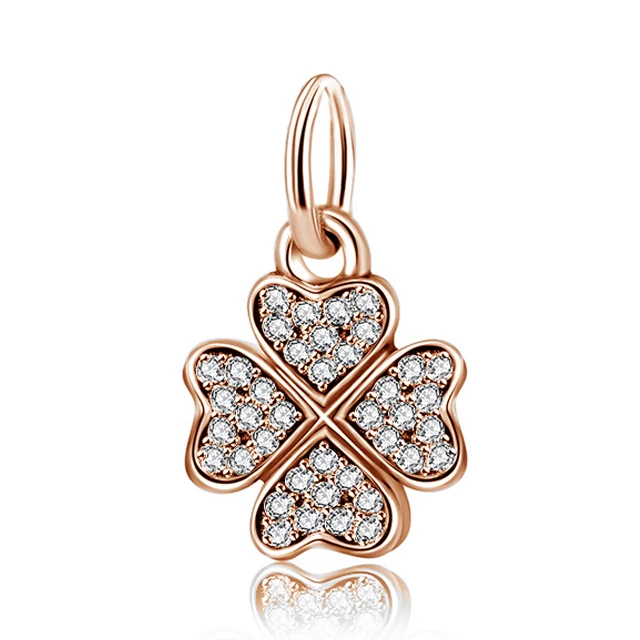 YW20170-Rose Authentic 925 Sterling Silver Beads Charm Crystal charm Rose Gold Clear CZ Fit Original Pandora Bracelet Women Diy Jewelry - Цвет: YW20170-Rose