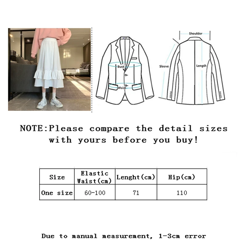 

Vangull High Waist Ruffle Cupcake Skirt Women Summer New Elastic Waist Loose Skirt Ins Style Female Party Mid- calf Skirts