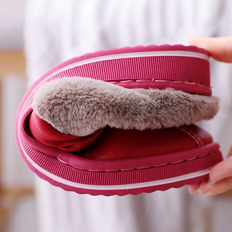 Женские и мужские зимние домашние тапочки Litthing из искусственной кожи