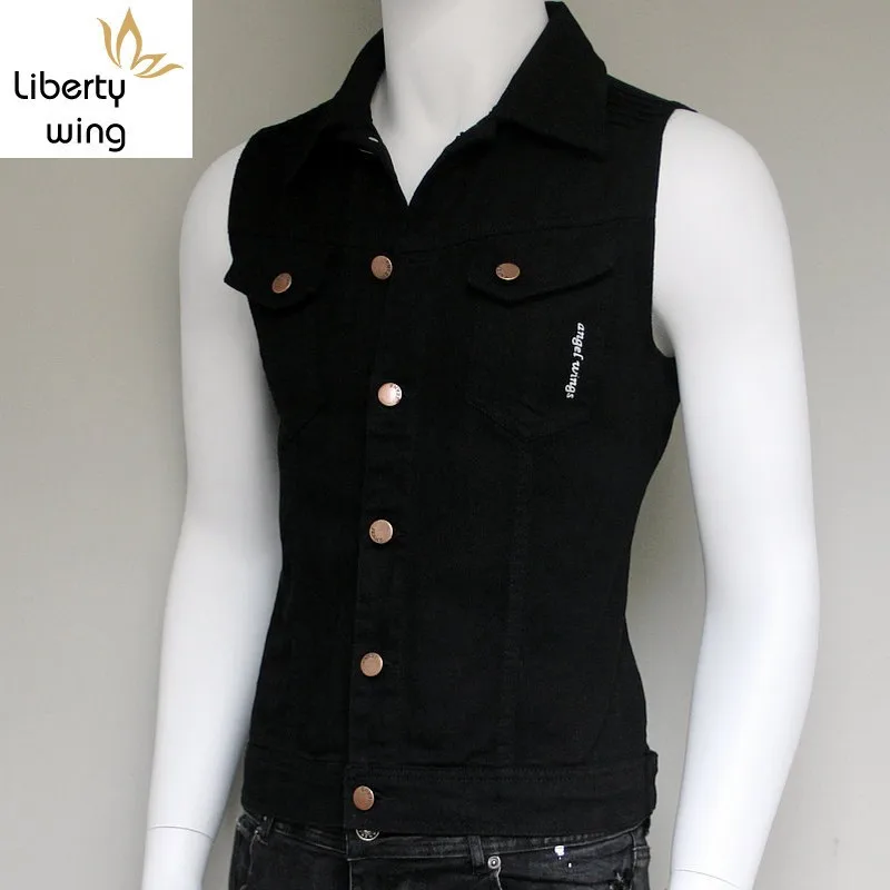 Модный мужской повседневный безрукавный джинсовый жилет короткая куртка
