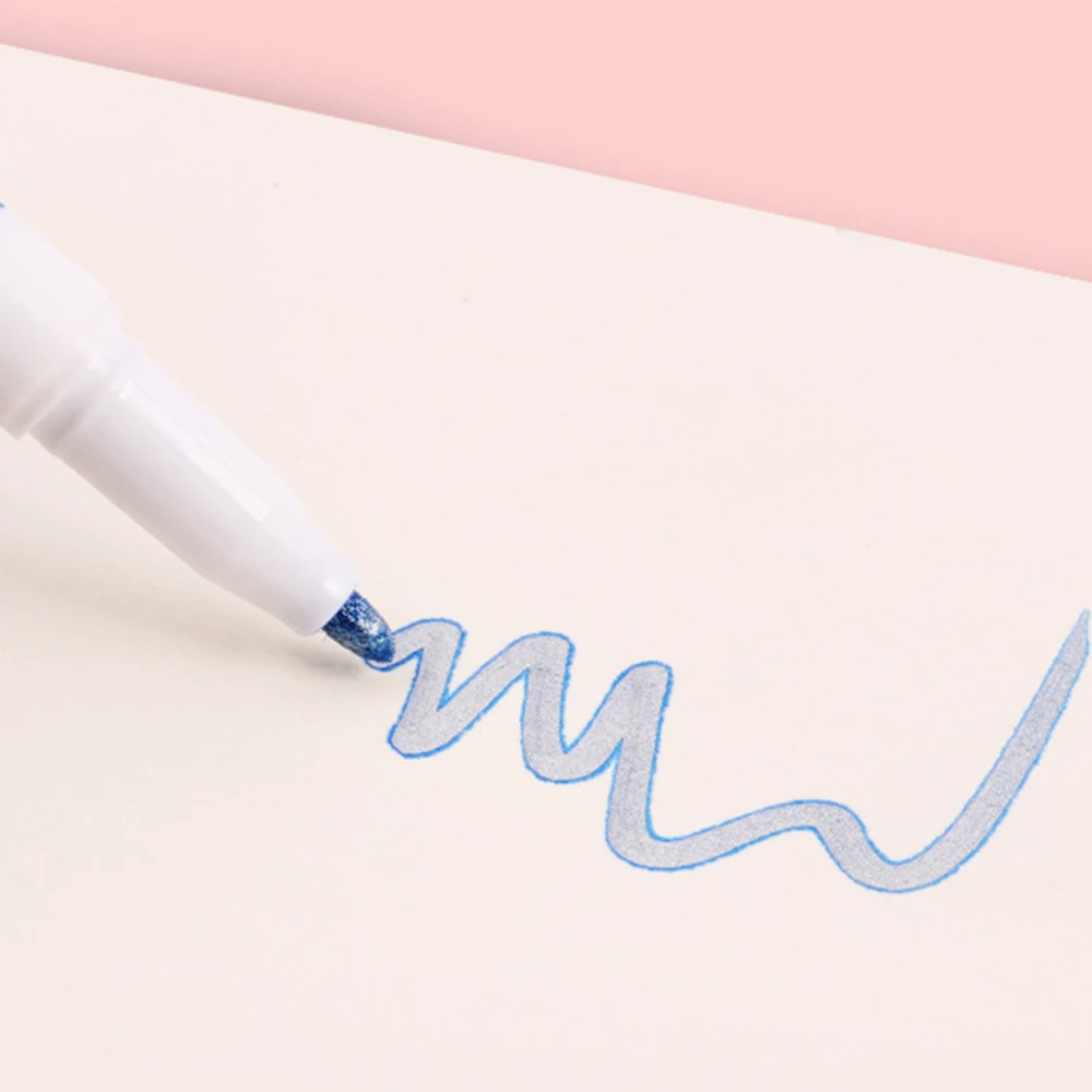 8 шт./компл. двухрядные художественные ручки с металлическими линиями маркеры