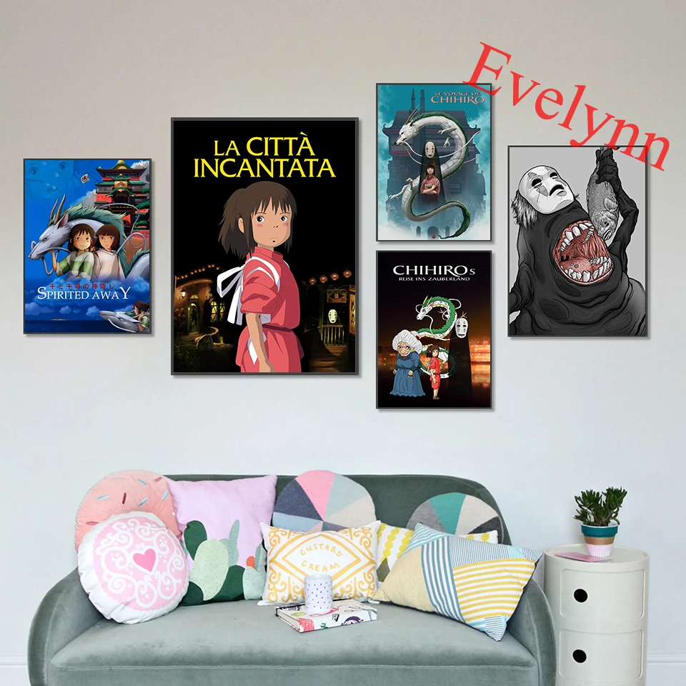 

Famous Hayao Miyazaki Anime Movie Spirited Away Poster Children Room Decor Painting Living Room Decor Canvas Wall Art Prints