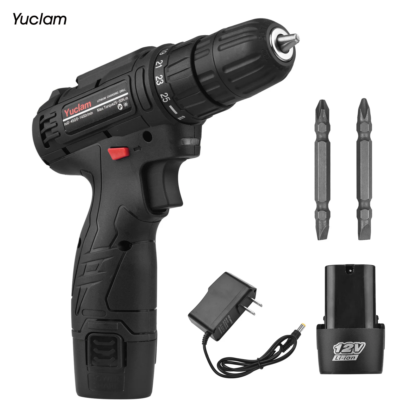 

12V Cordless Screwdriver Yuclam Electric Screwdriver With LED Light Torque Chuck Power Driver For Furniture Assembly Home DIY