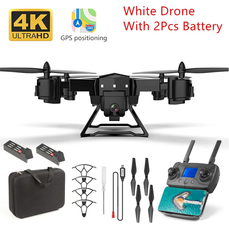 White 4K 2 battery Дрон с gps 2000 метров расстояние управления 1000 метров 5G WiFi Трансмиссия FPV gps Смарт время полета 20 минут Квадрокоптер с камерой 4k HD Дрон селфи Rc вертолет Радиоуправляемый Профессиональный Дрон KY601G и - Цвет: White 4K 2 battery