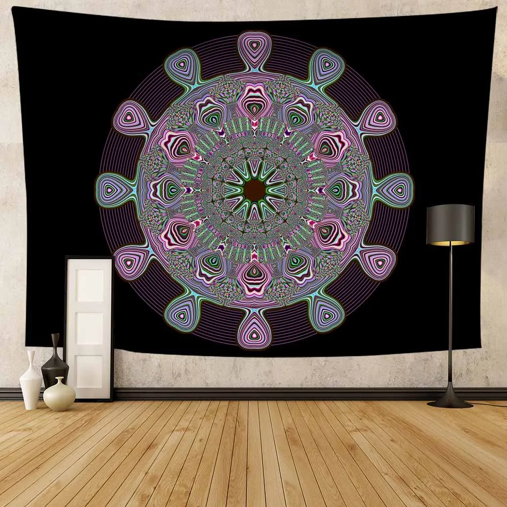 

Mandala Aesthetic Anime Tapestry Wall Hanging Printed Colorful Wall Tapestry Home Bedroom Decoration 0.75*1/1.3*1.5/1.5*2m 1pc