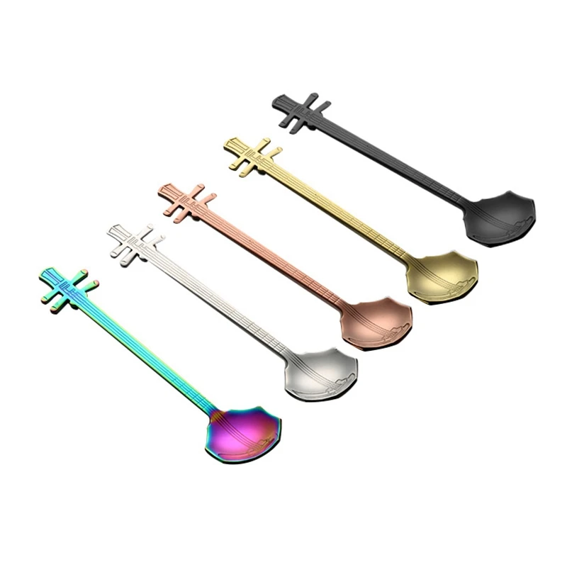 Искусственные 5 шт. музыкальные кофейные ложки из нержавеющей стали чайные для