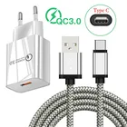 Быстрое зарядное устройство QC 3,0 USB для Samsung S20, A71, A32, 3A, зарядный кабель типа C, Honor 50 для Xiaomi Redmi 10, Note 9, 8, 7, POCO, X3, M3, M4 Pro