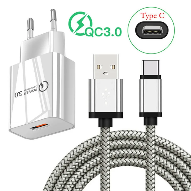 Быстрое зарядное устройство QC 3 0 с USB портом для Samsung S20 A71 A32 3A суперзарядный кабель