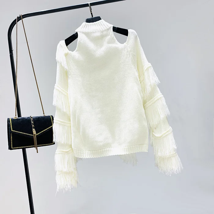 Свитер Женский вязаный с открытыми плечами Осень-зима | Женская одежда