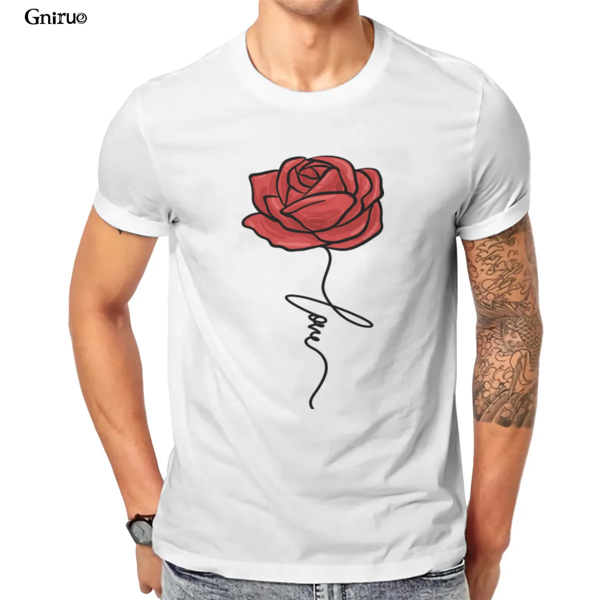 

Wholesale Red Rose Love Unisex Heather Prism T-Shirt Printing Couples 90s Men Clothing 105476