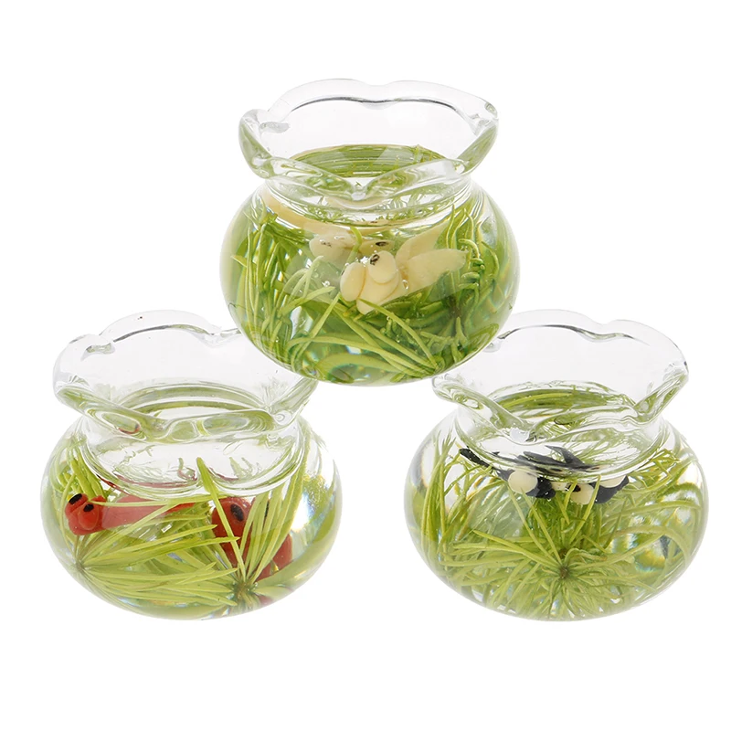 

1/12 Lovely Dollhouse Miniature Glass Fish Tank Bowl Aquarium Doll House Home Ornaments Toys