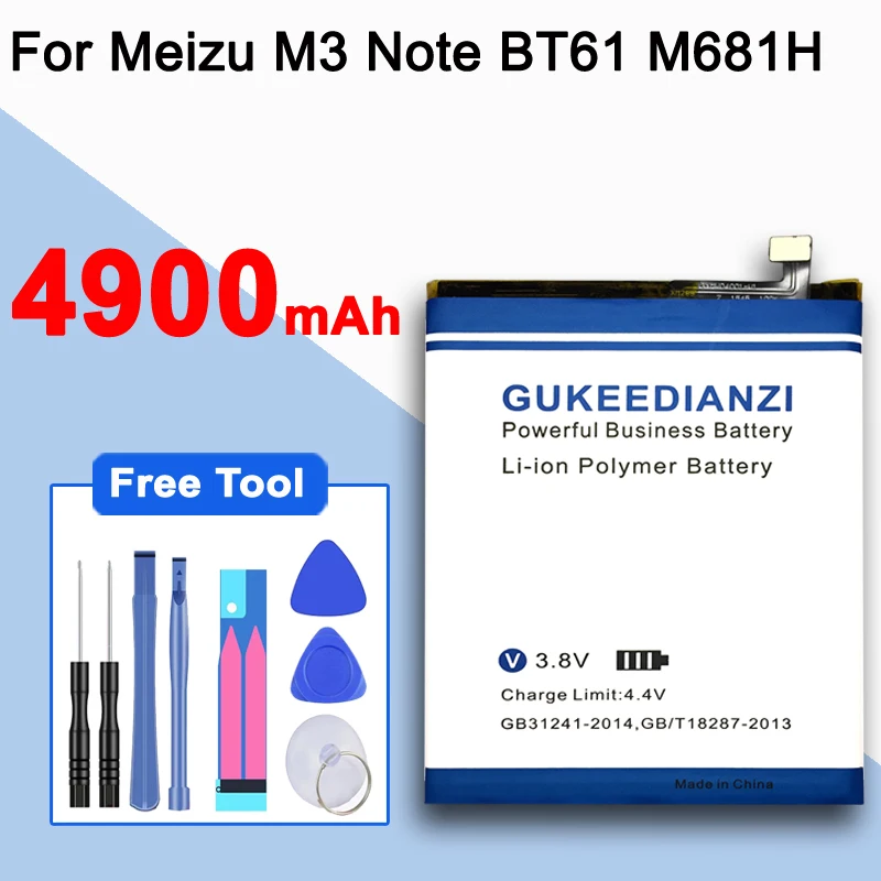 BT61 M681 M3 Note 4900 мАч Высокая батарея BA621/BA612/BT15/BT61/BT68 для Meizu Note 5 M5 Note/M5 5S M5s/M3 M3s/M3 Note L681H M681H аккумулятор для телефона - Цвет: BT61 M681 M3 Note