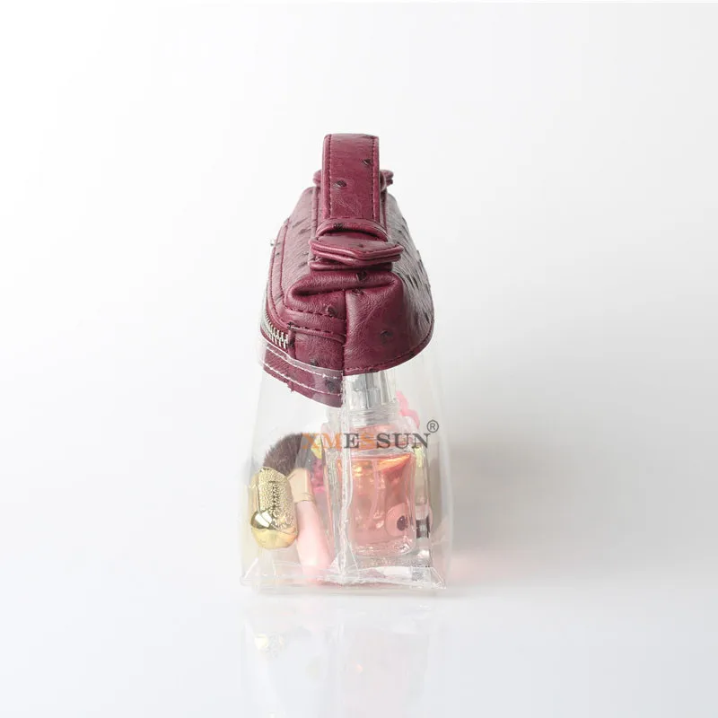 XMESSUN Прозрачная женская косметичка из ТПУ кожи Водонепроницаемая на молнии