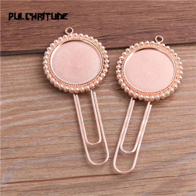 Rose gold 2шт 22 мм Внутренний размер пять цветов Круглый бумажный зажим Кабошон Настройки ювелирные изделия пустые очаровательные закладки для книг канцелярские принадлежности - Цвет: Rose gold