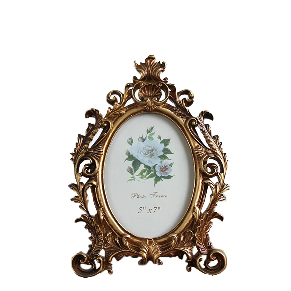 Фоторамка овальная антикварная смоляная фоторамка размещенная настольная для