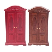112 dollhouse miniature wooden furniture double door closet wardrobe decor cabinet model for dollhouse