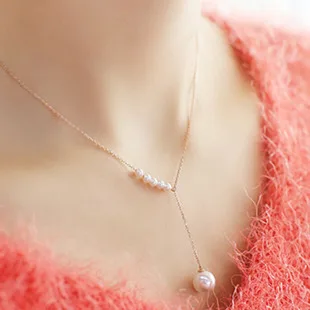 

Krasivaya Valentine's Day Simple Gold Chain With Pearl Neckalce For Lover Fashion Jewelry Gift