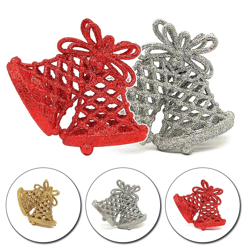 

1PC Gold Silver Bells Pendant 2021 Christmas Party Decoration Christmas Tree Decor Hanging Ornaments New Year Gifts For Kids