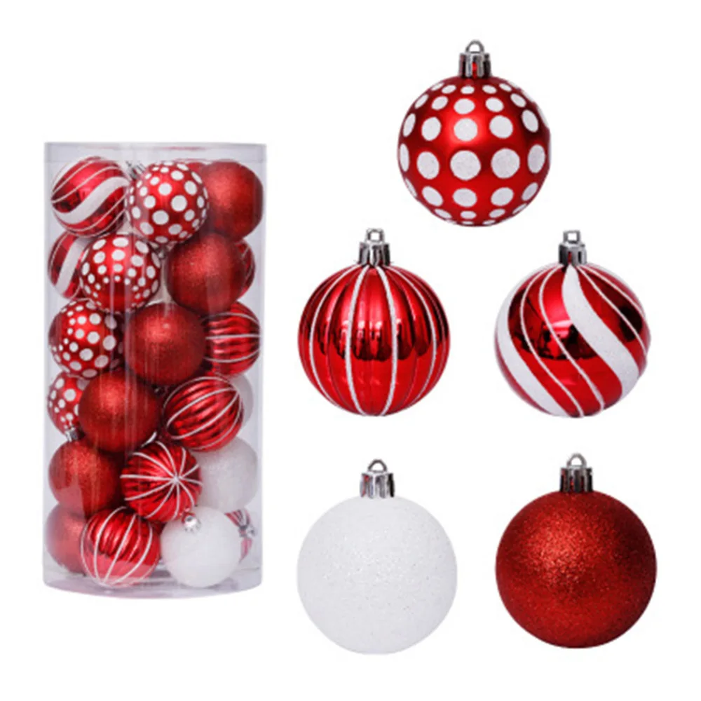 

30 шт 6 см небьющиеся Рождественский окрашенный украшениями круглой формы комплект Творческий блесна Рождественская елка Подвесной Настенн...