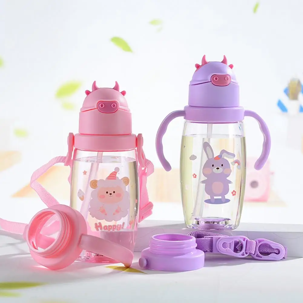 

LED flashing water bottle, children's water bottle, large capacity outdoor strap plastic cup, children's straw cup