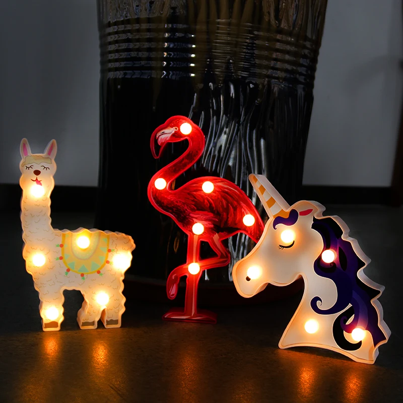

unicorn party decoration 3D unicorn LED light for home decor Christmas bedroom LED light kids birthday baby shower light navidad