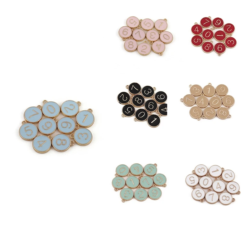 

10PCS Jewelry Making Letter Double-Sided Enamel Number First Charm DIY