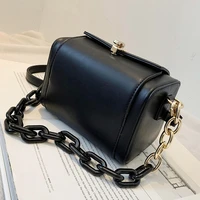 2020 autumn winter designer lock box bags women trendy cute black crossbody bag with chain shoulder bag leather small square bag