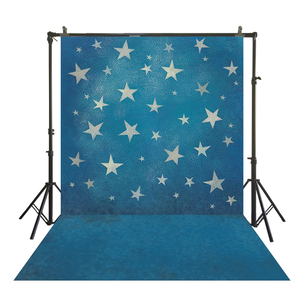 Фон для фотосъемки из полиэстера с изображением деревенских звезд на синем фоне |