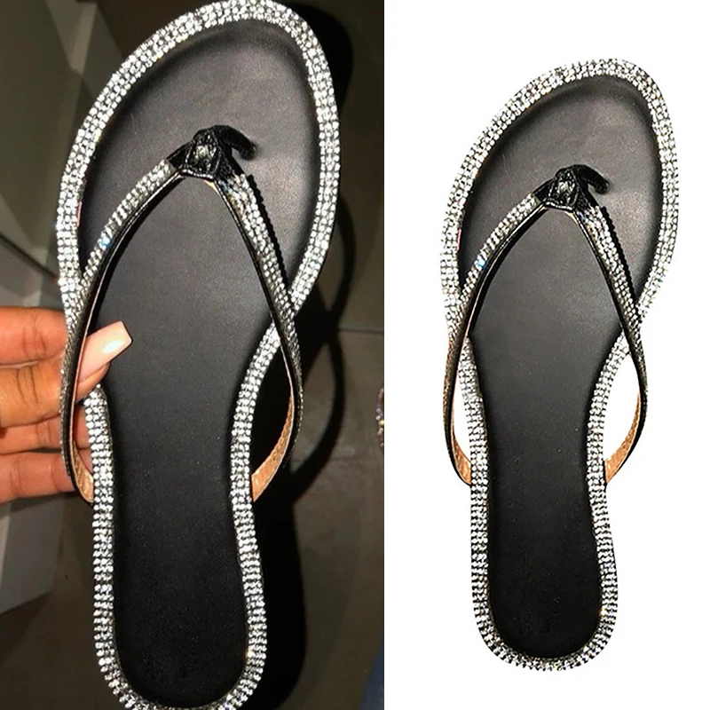 

Full Rhinestone Women's Flip Flops Summer Outdoor Beach Sandals Fashion Casual Shoes Women Bling Bling Travel Slippers Ladies