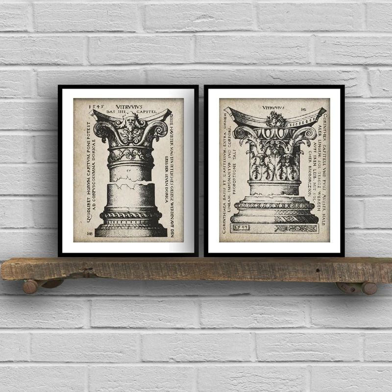 Холст Paining Doric коринтийские колонны винтажные постеры и принты