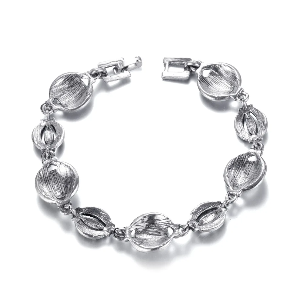 Megin D посеребренный Ретро Цвет Камень Роскошный Циркон винтажный браслет в стиле