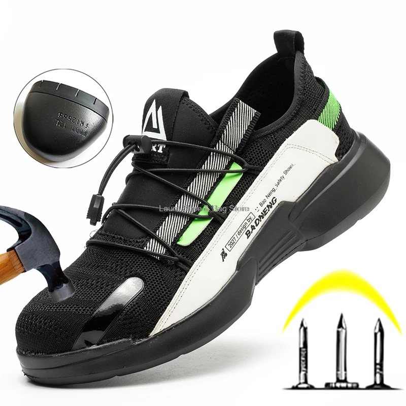 Летняя защитная обувь для мужчин мягкие дышащие мужские рабочие кроссовки со