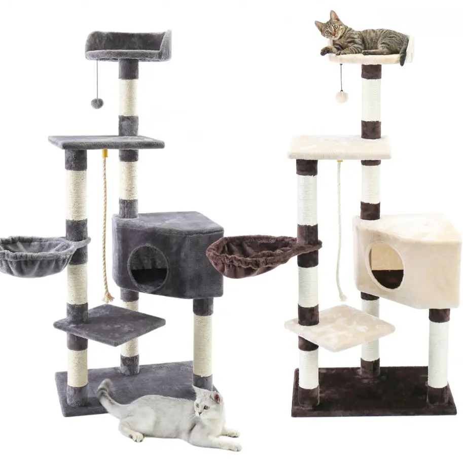 

Cat Tree Tower Condo Playground Cage Kitten Multi-Level Activity Center Play House Medium Scratching Post Furniture Plush