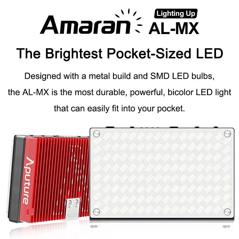 Aputure AL-MX LED Video Light Color Temperature 2800-6500k TLCI/CRI 95+ On Camera Fill Pocket Sized Tiny Lighting | Электроника