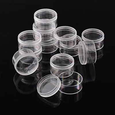 

12PCS Plastic Bead Containers Round Small Jewelry Bead Storage Box Clear 38x21mm For DIY
