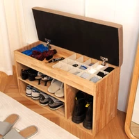 simple modern solid rubber wood shoe rack bench shoe changing stool household multi purpose shoe shelf can sit storage cabinet