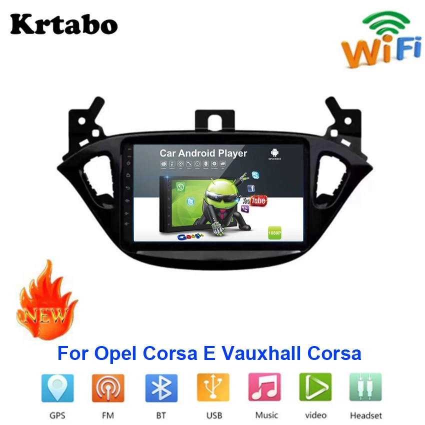 Автомобильный радио Android мультимедиа-плеер для Opel Corsa E Vauxhall с сенсорным экраном GPS-навигацией с поддержкой Carplay и Bluetooth
