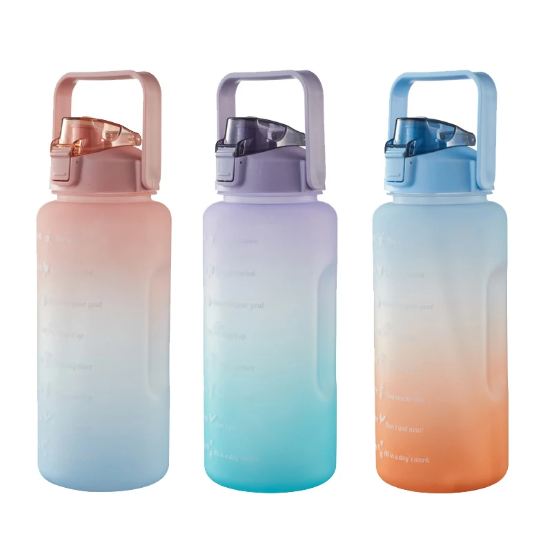

New Gallon Sport Water Bottle 3.8/2L Large Capacity Outdoor Sports Water Bottle With Time Marker Portable Fitness Jugs