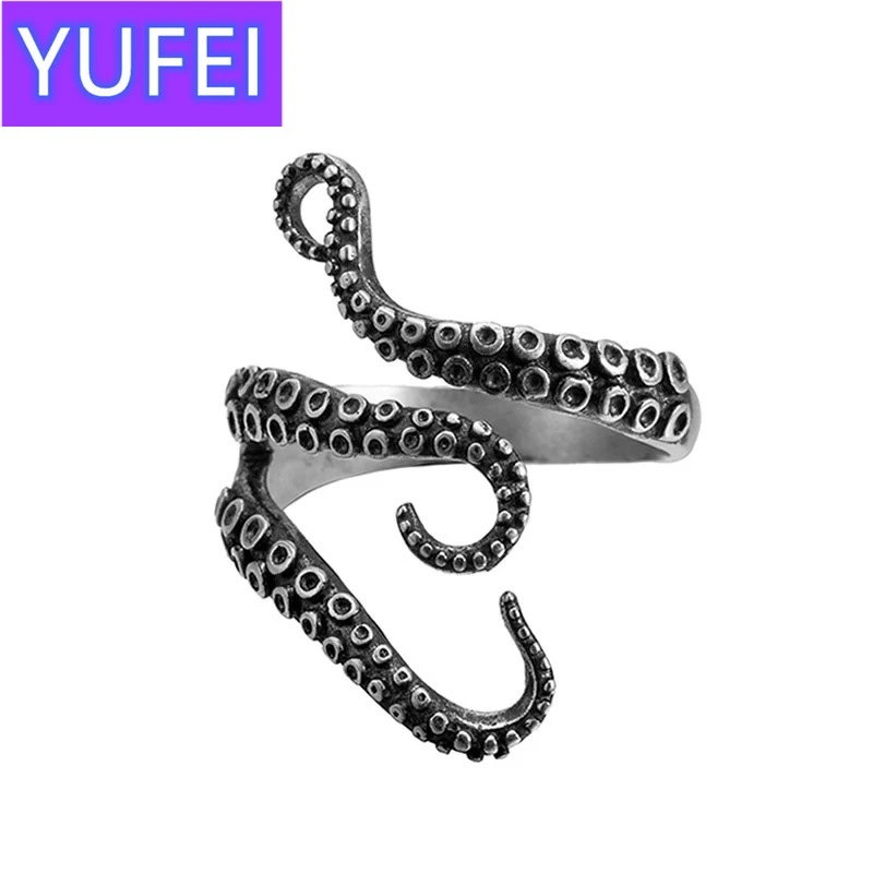 

Creative Punk Metal Octopu Ring For Women Men Unisex Adjustable Black Rings Jewelry Personality Hip hop Halloween Gifts