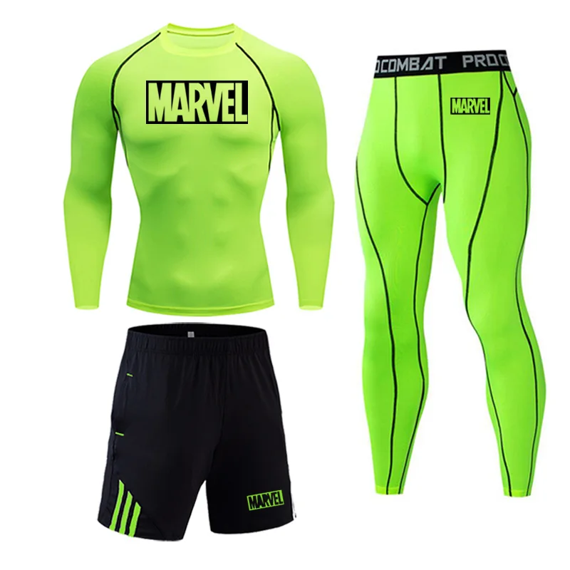 3-piece set Термобелье для мужчин, мужская термо одежда, компрессионный набор, термальные колготки, зимние леггинсы, баскетбольный костюм, Быстросохнущий - Цвет: 3-piece set