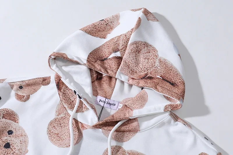 

bear Palm Angels print hooded loose sweatshirt for men women