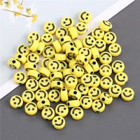 100pcs yellow smiley beads handmade diy bracelet necklace needlework accessories acrylic loose spacer beads wholesale