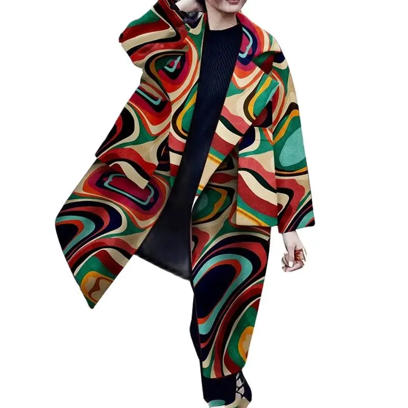 

Spring Autumn New Fashion Women striped printed Long Trench Coats Woman Jacket Cardigan Loose Coat Lady Outerwear Mujer Chaqueta