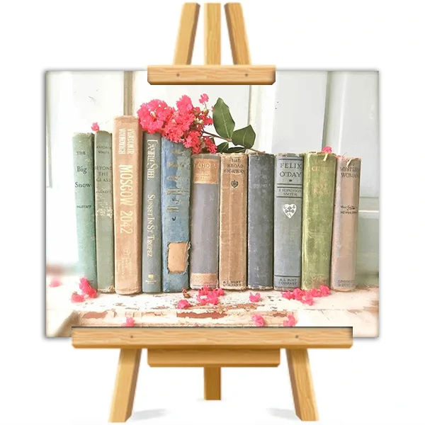 

Vintage Books Picture DIY Painting By Numbers Colouring Zero Basis HandPainted Oil Painting Unique Gift Home Decor