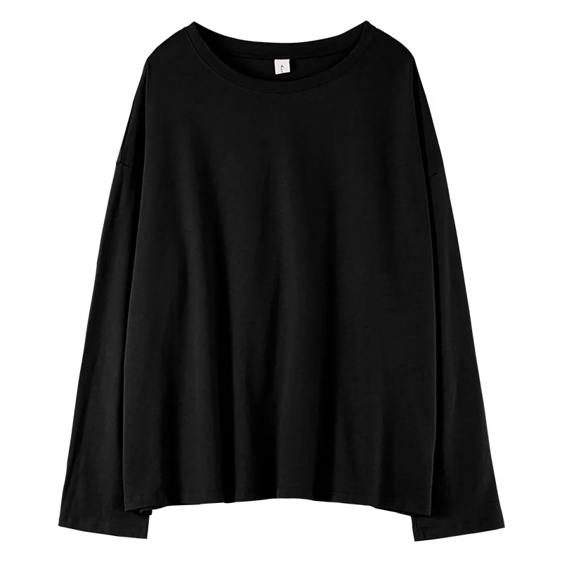 

White T-shirt 2021 spring women's products Korean version of the basic loose casual solid color long-sleeved round neck pullover